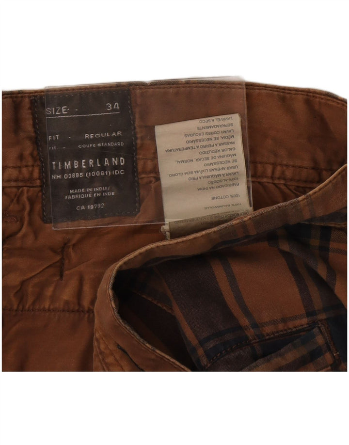 Pantaloni scurți chino pentru bărbați Timberland W34, maro, bumbac cu check