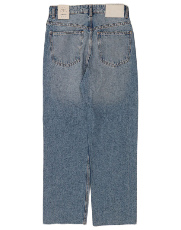Blugi drepti pentru femei cu talie înaltă Zara EU 36 XS W26 L26 Bumbac albastru