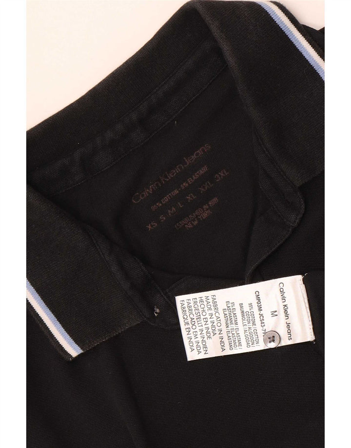 Cămașă polo Calvin Klein Jeans pentru bărbați, bumbac negru mediu
