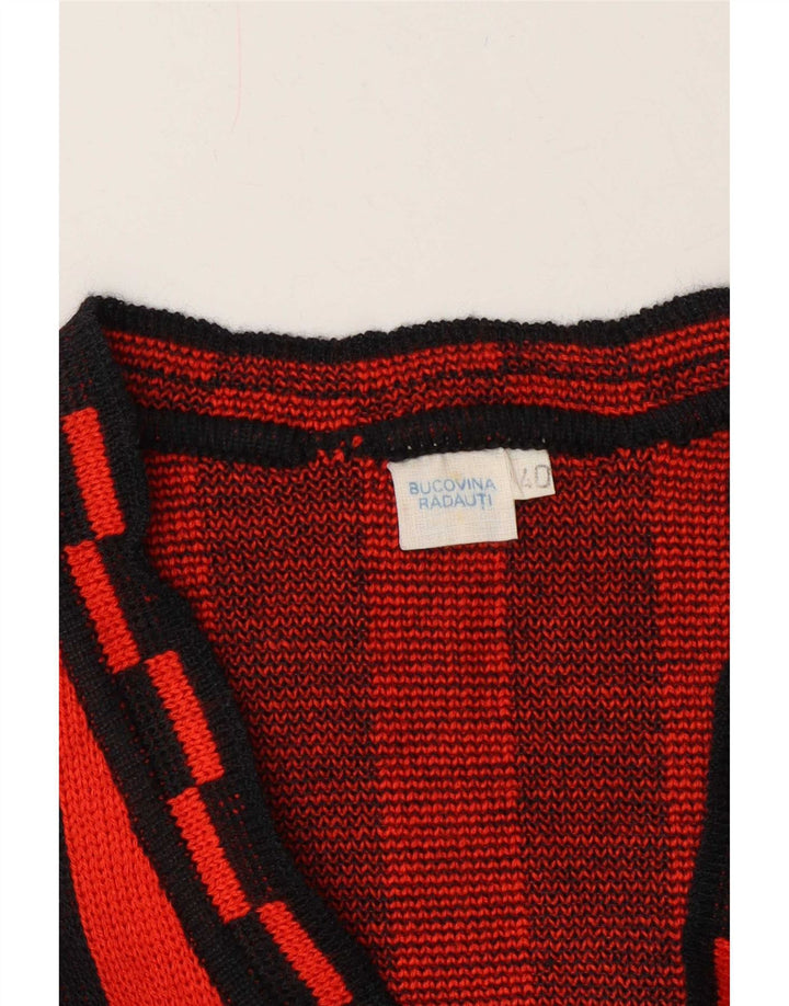 Pulover Cardigan Vintage pentru Damă EU 40 Roșu Mediu Geometric
