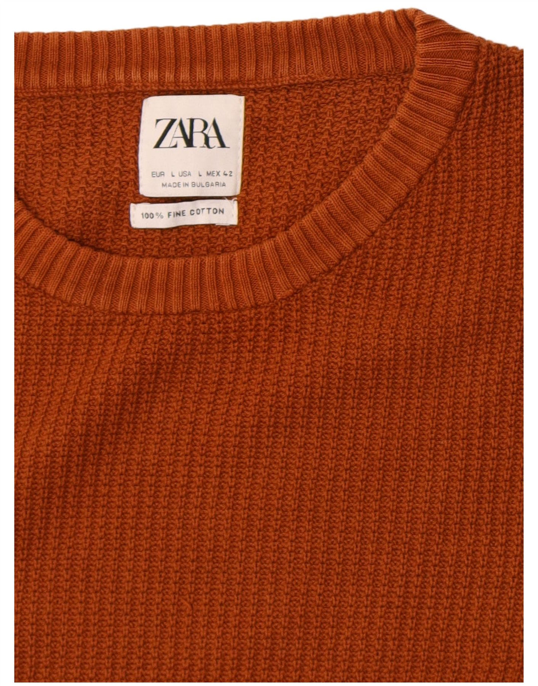 Pulover pentru bărbați Zara, cu decolteu, mare, maro, bumbac