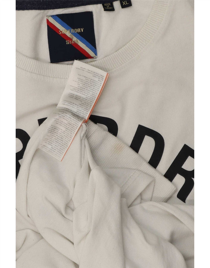 Top grafic pentru bărbați Superdry cu mânecă lungă XL, bumbac alb
