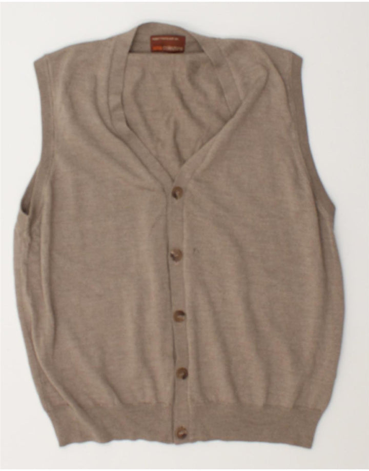 Pulover cardigan fără mâneci pentru bărbați Marks & Spencer, lână mare, bej