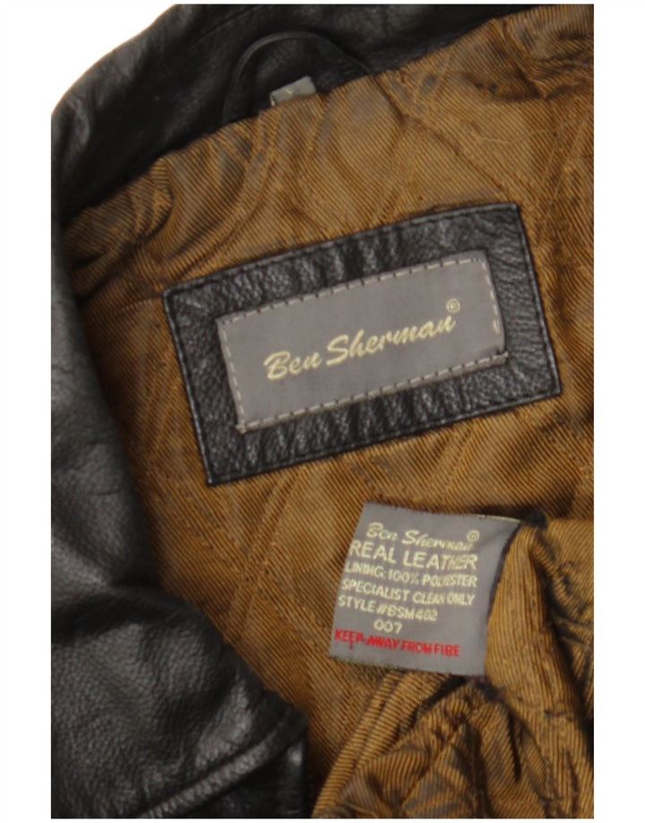 BEN SHERMAN Jachetă de piele pentru bărbați UK 40, mare, neagră