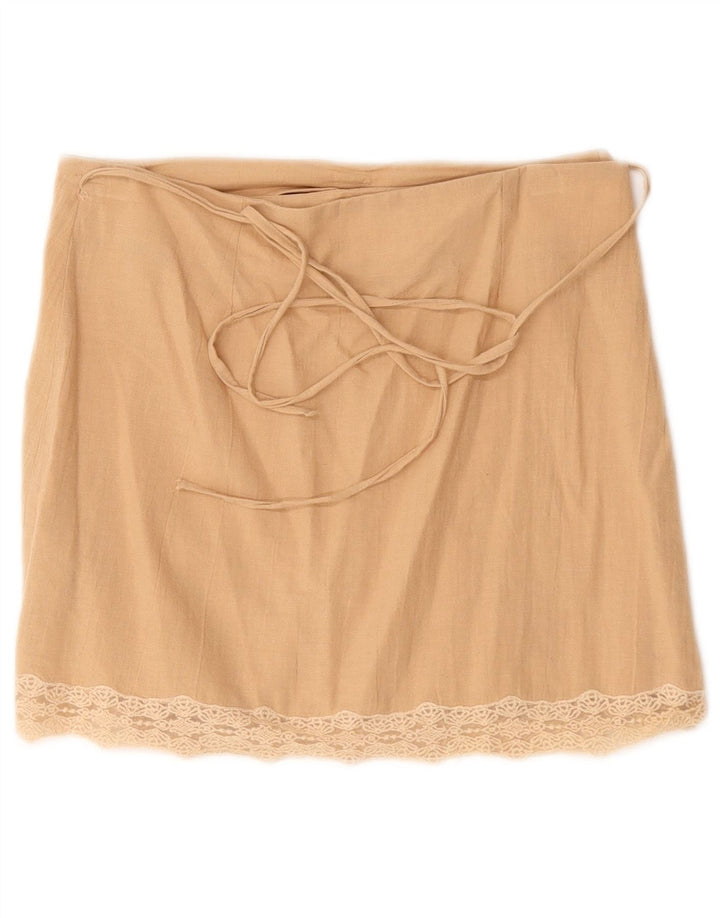 Fusta Wrap pentru femei Zara Medium W30 Bej Bumbac