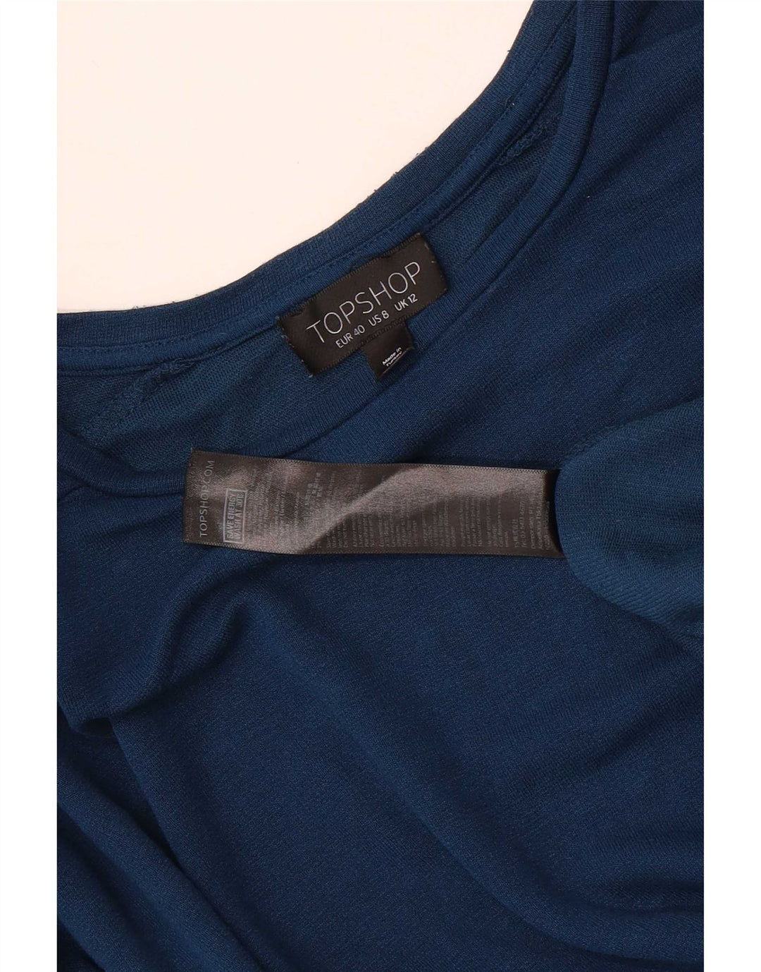 Topshop Top supradimensionat pentru femei cu mânecă lungă UK 12 Medium Blue Viscose