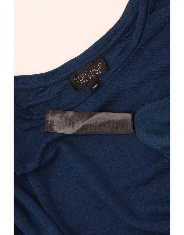 Topshop Top supradimensionat pentru femei cu mânecă lungă UK 12 Medium Blue Viscose