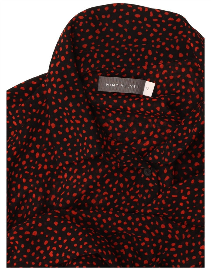 MINT VELVET Rochie cămașă cu mânecă lungă pentru femei UK 12 Medium Black Spotted