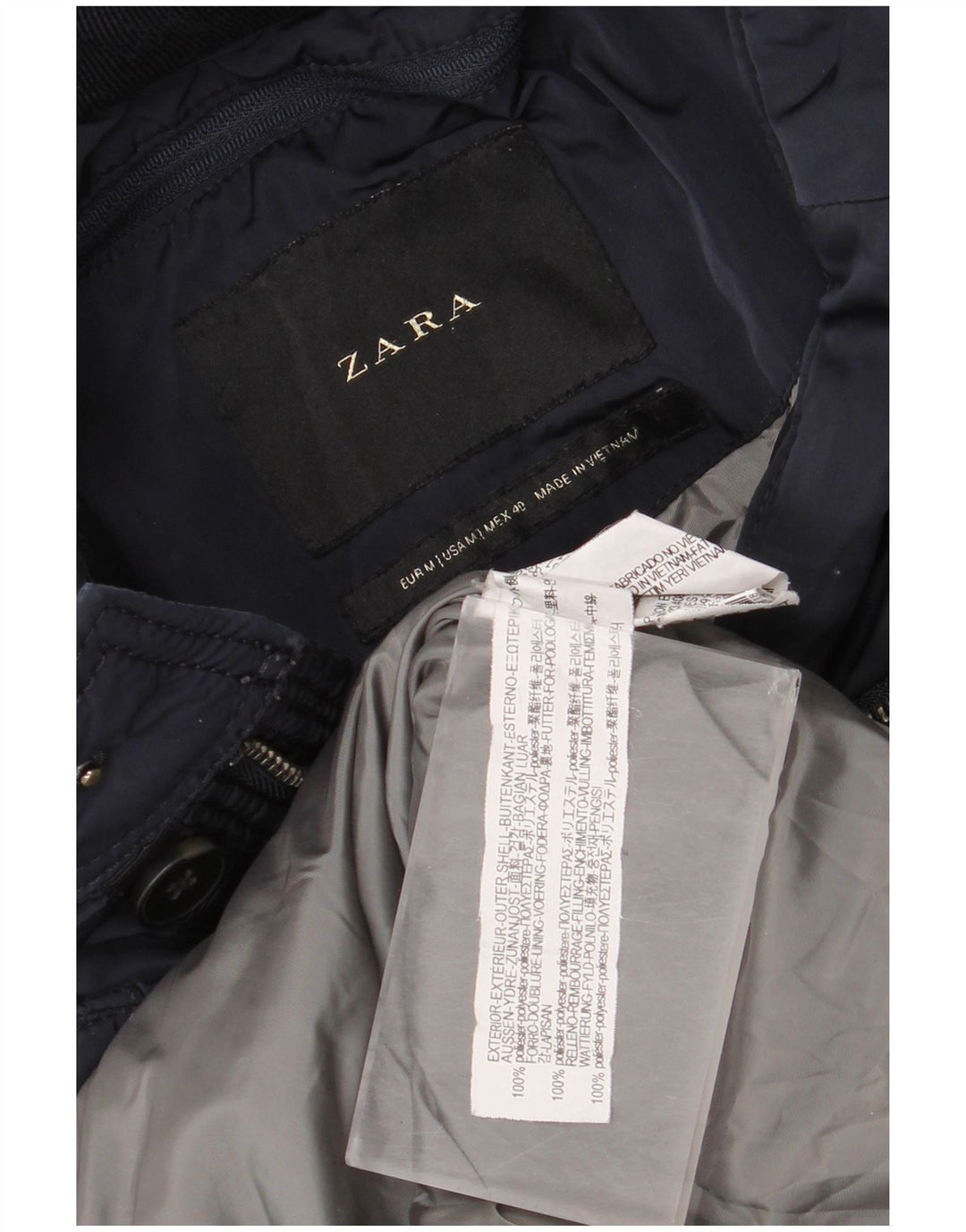 Jachetă căptușită pentru bărbați Zara UK 38 Medium Bleumarin Poliester