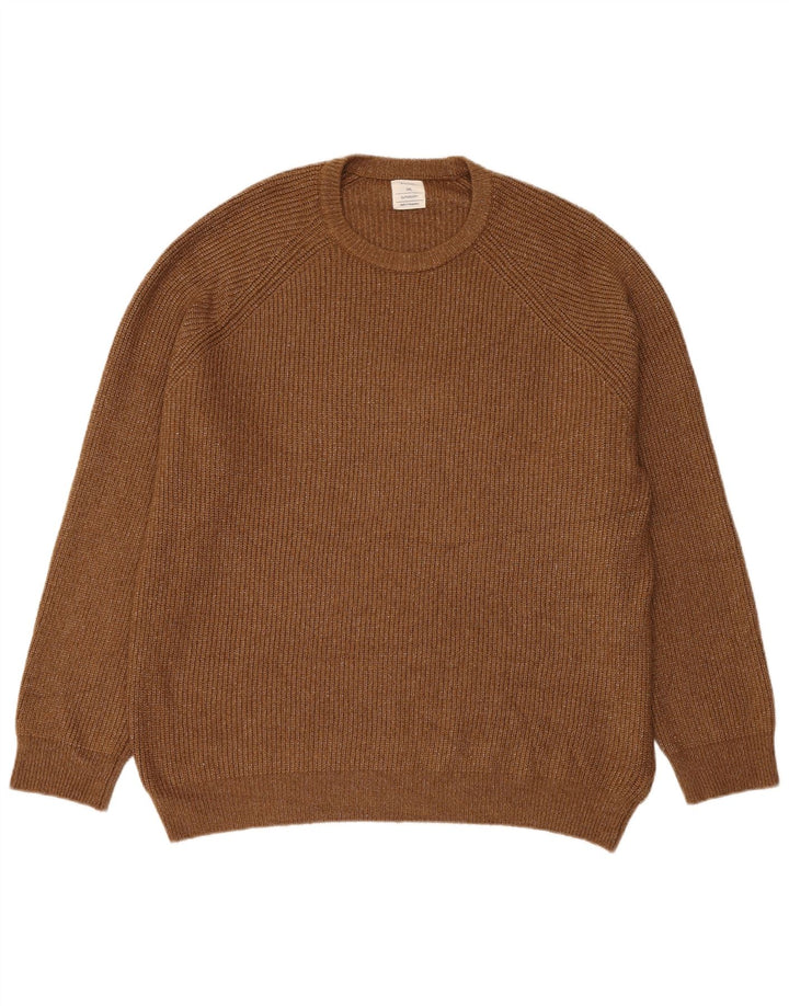 Pulover pentru bărbați Marks & Spencer, cu gât roșu, 3XL, poliamidă maro cu pete