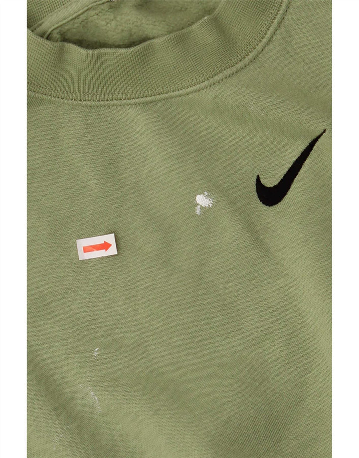 Hanorac Nike pentru bărbați, cu tăiere lejeră, pulover mic, verde, bumbac