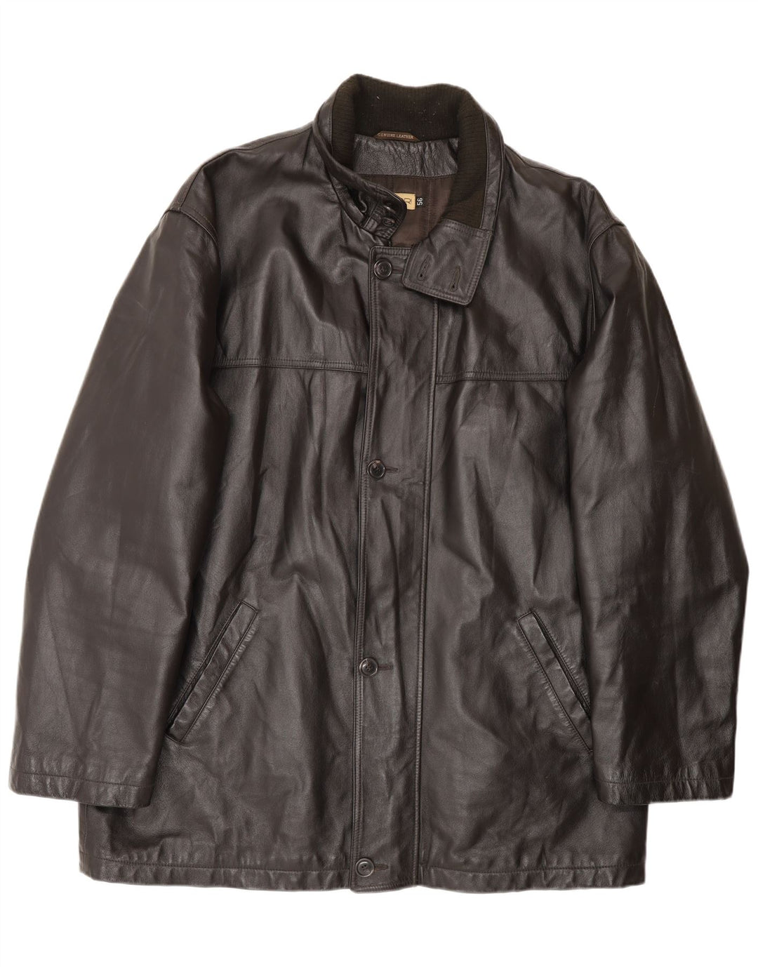Palton din piele vintage pentru bărbați IT 58 3XL negru