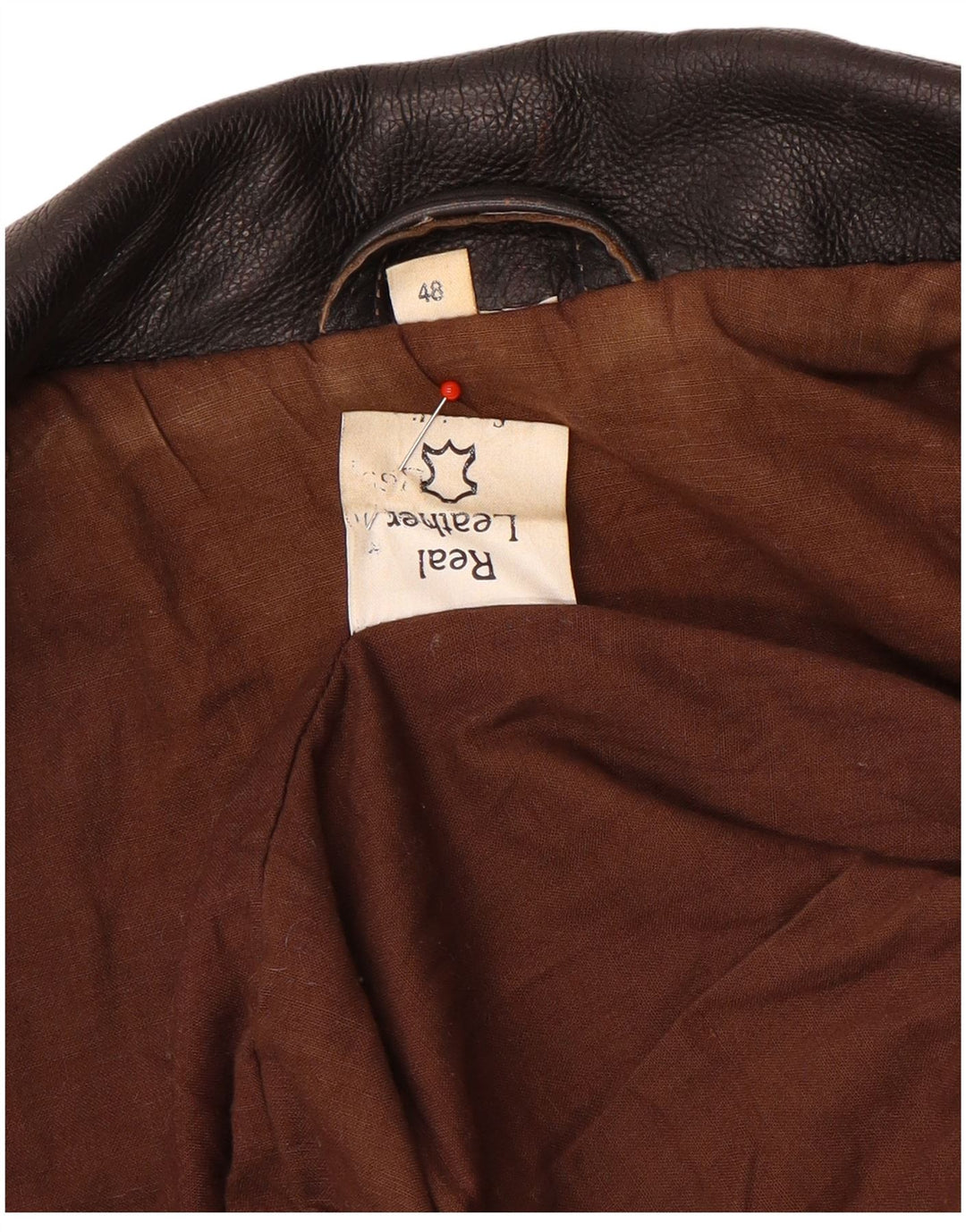 Geaca de piele vintage pentru barbati IT 48 piele maro medie