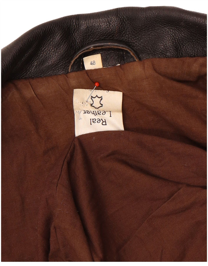 Geaca de piele vintage pentru barbati IT 48 piele maro medie