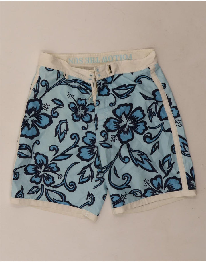Sundek Pantaloni scurți de baie pentru bărbați, poliester, flori, albastru mediu