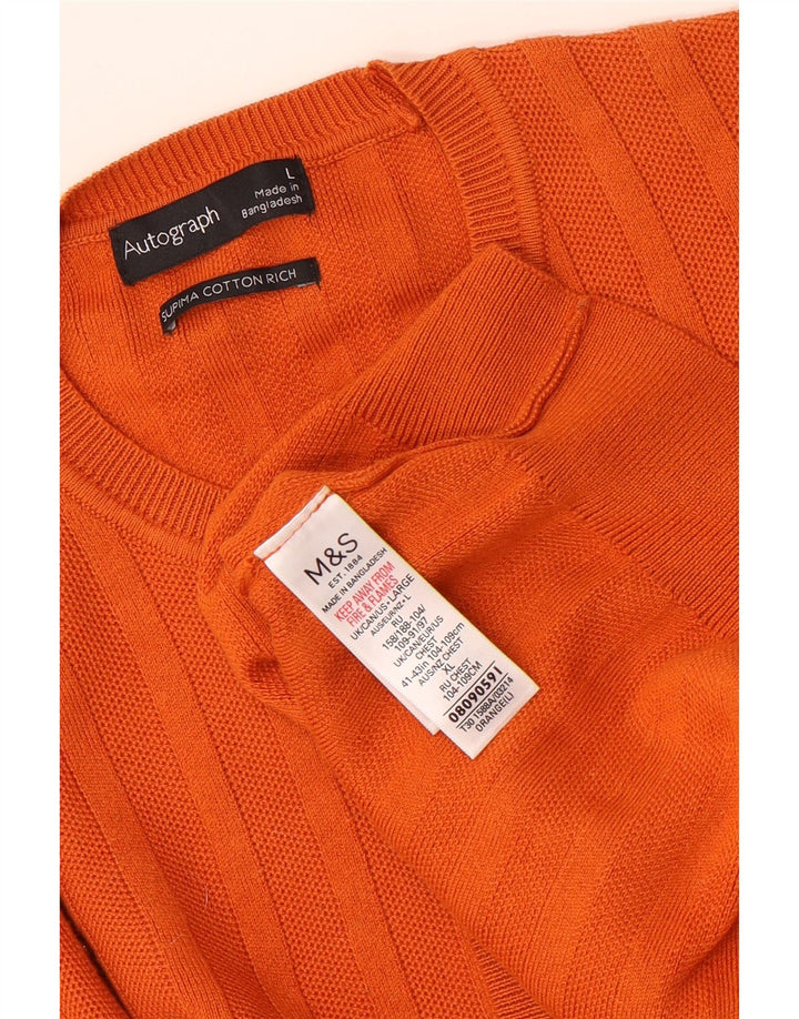 Pulover pentru bărbați Marks & Spencer, cu autograf, cu gâtul turn, bumbac mare portocaliu