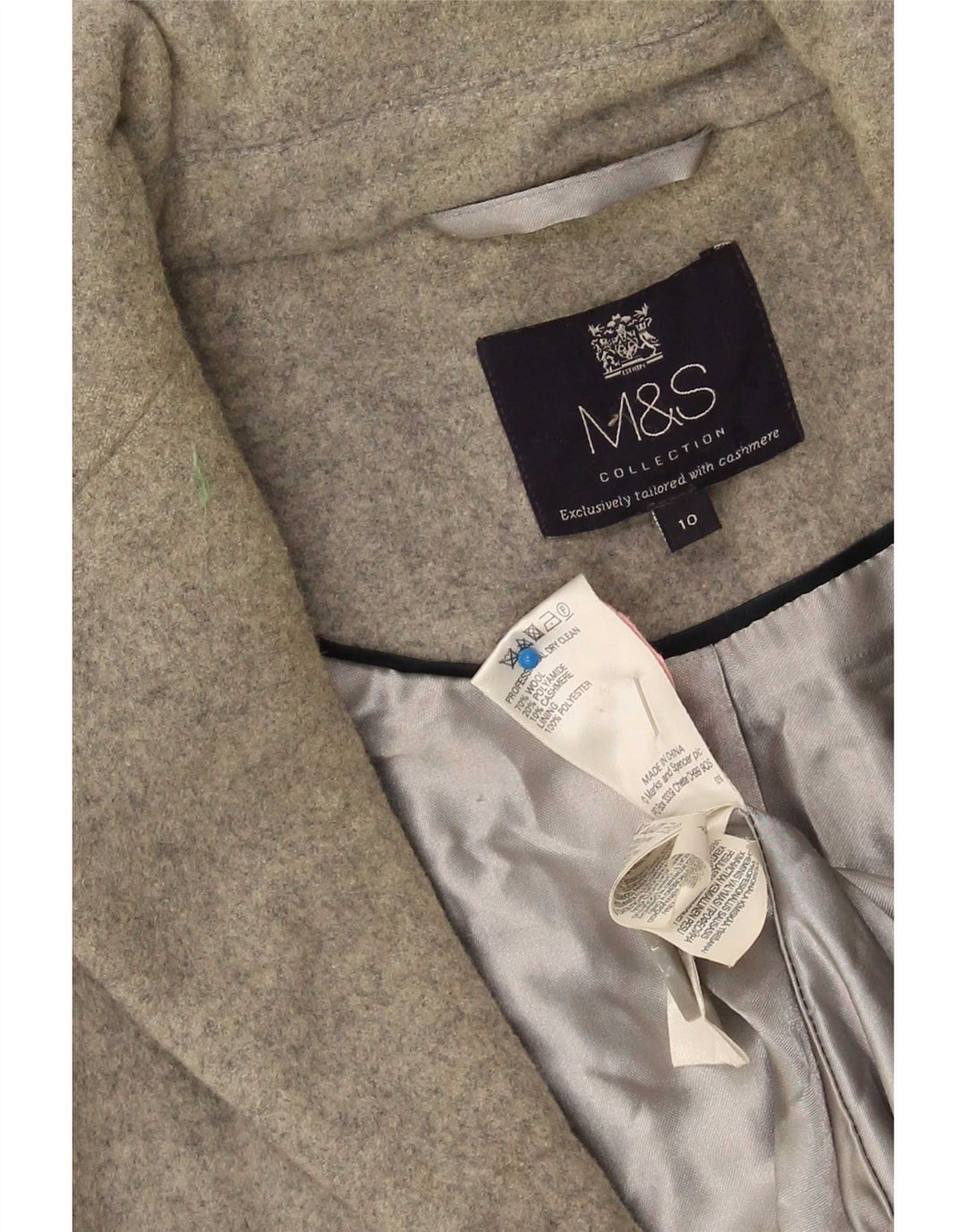 Marks & Spencer pardesiu supradimensionat pentru femei UK 10 mic din lână gri