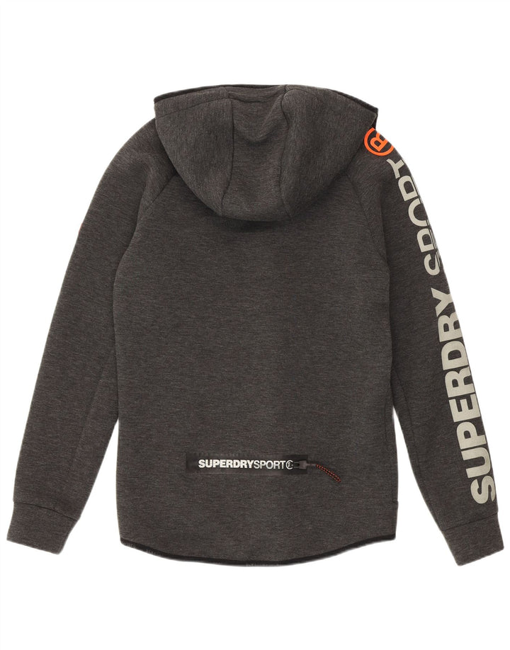 Pulover Superdry pentru bărbați, cu fermoar și grafic, poliester mic, gri