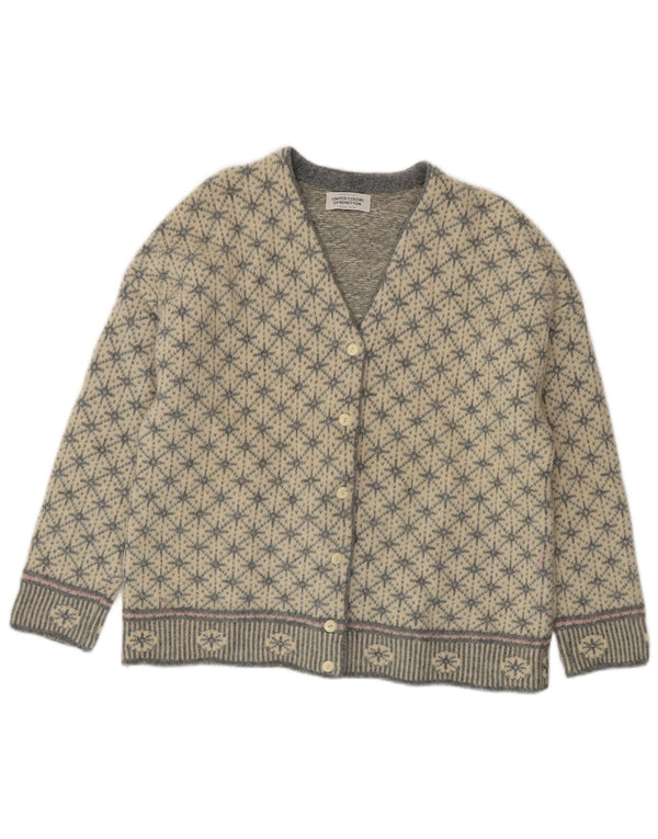 Pulover cardigan supradimensionat pentru femei BENETTON UK 10 Small Gri Fair Isle