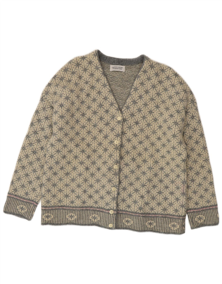 Pulover cardigan supradimensionat pentru femei BENETTON UK 10 Small Gri Fair Isle
