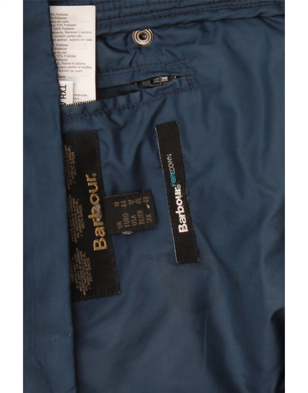 Jachetă căptușită cu glugă Barbour pentru femei UK 18 XL bleumarin poliester