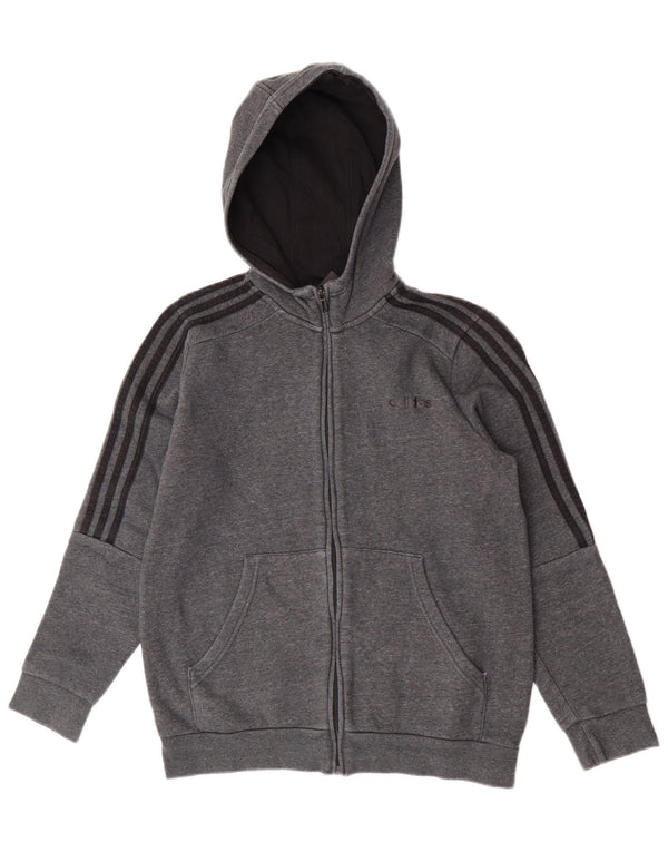 Pulover cu capota cu fermoar Adidas pentru băieți 13-14 ani, bumbac cu pete gri