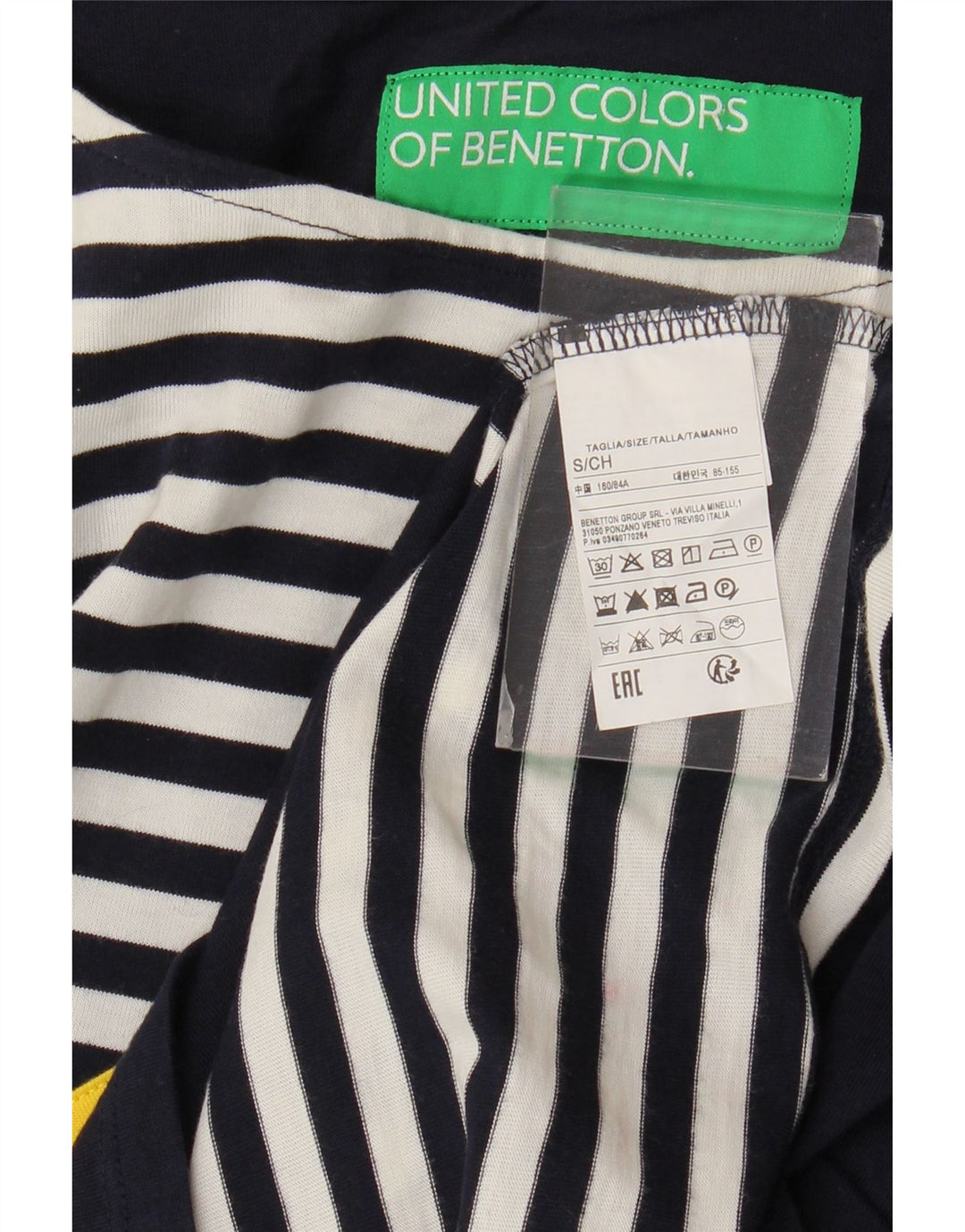 Tricou supradimensionat pentru femei BENETTON Top UK 10 mic din bumbac cu dungi bleumarin
