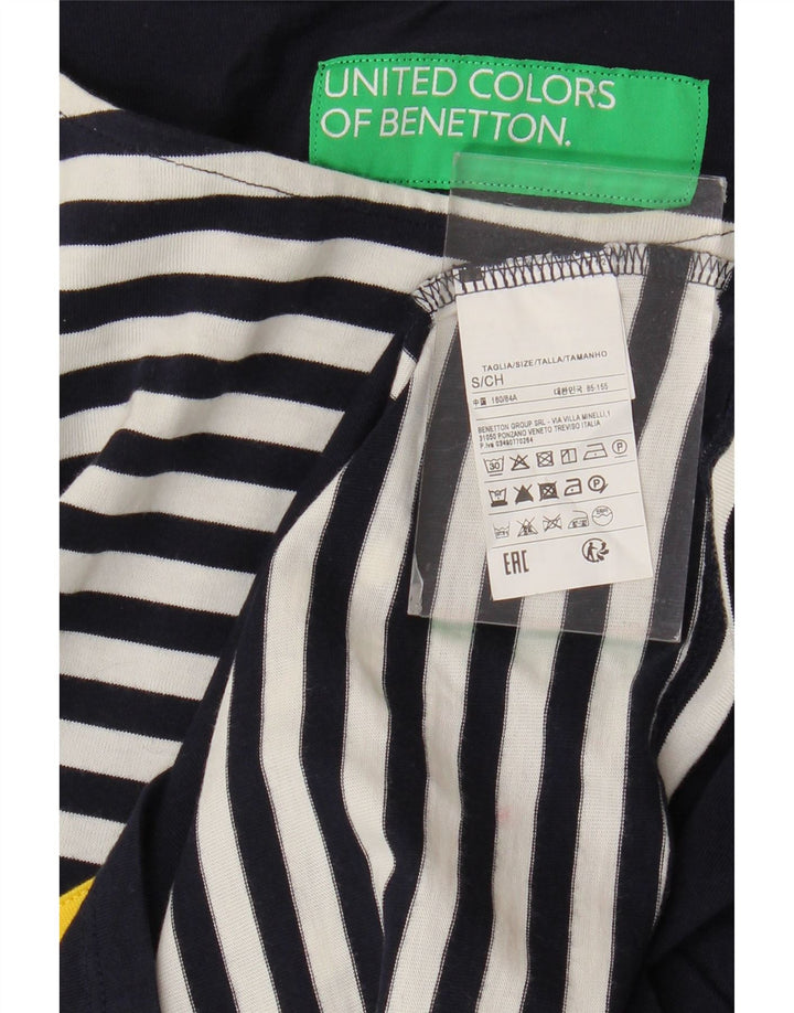 Tricou supradimensionat pentru femei BENETTON Top UK 10 mic din bumbac cu dungi bleumarin