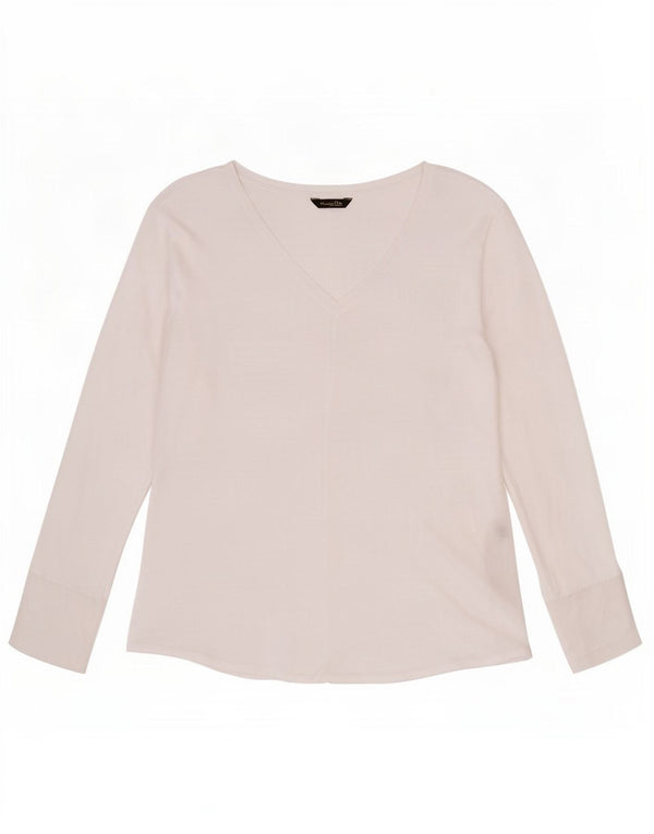 Massimo Dutti Top transparent cu mânecă lungă pentru femei UK 12 Medium White Lyocell