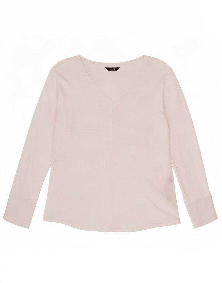 Massimo Dutti Top transparent cu mânecă lungă pentru femei UK 12 Medium White Lyocell