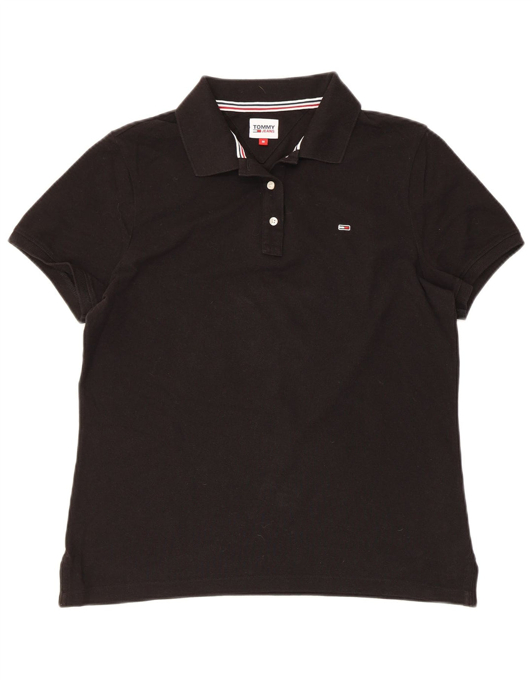 TOMMY HILFIGER Tricou polo pentru femei UK 14 Bumbac mediu negru