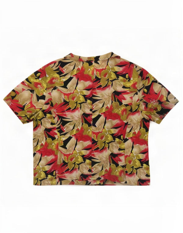 Bluză vintage cămașă cu mânecă scurtă pentru femei UK 18 XL, multicoloră, florală