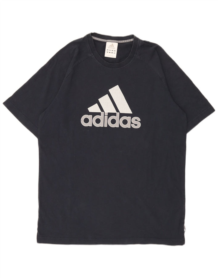 Tricou grafic pentru bărbați Adidas Top mediu din bumbac bleumarin