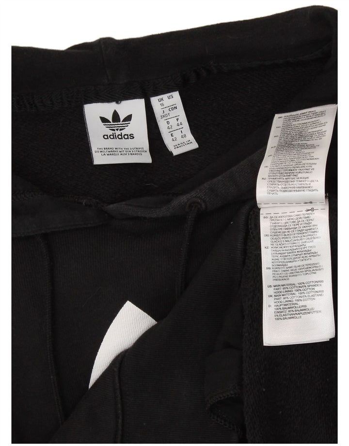ADIDAS Pulover cu capota cu grafic pentru femei UK 16, mare, negru, bumbac