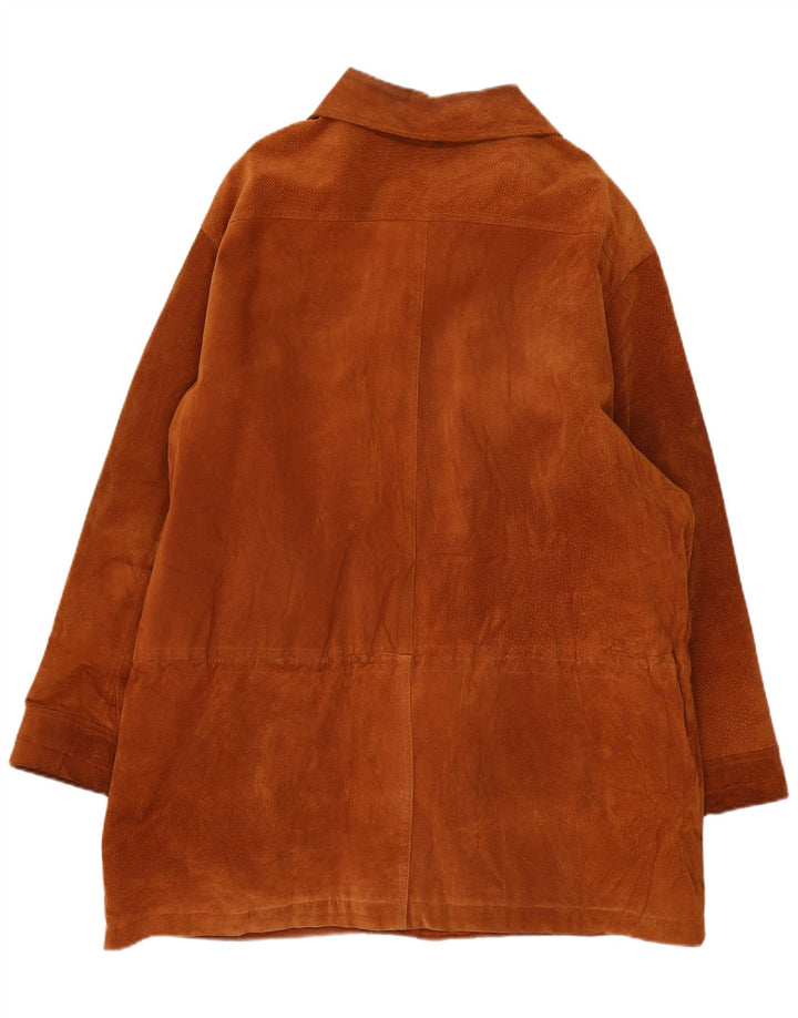 Pardesiu din piele intoarsa pentru barbati vintage UK 44 2XL maro