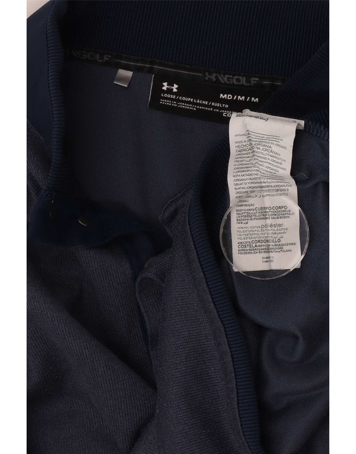 Pulover pentru bărbați Cold Gear cu gât cu buton Under Armour, mijlociu bleumarin