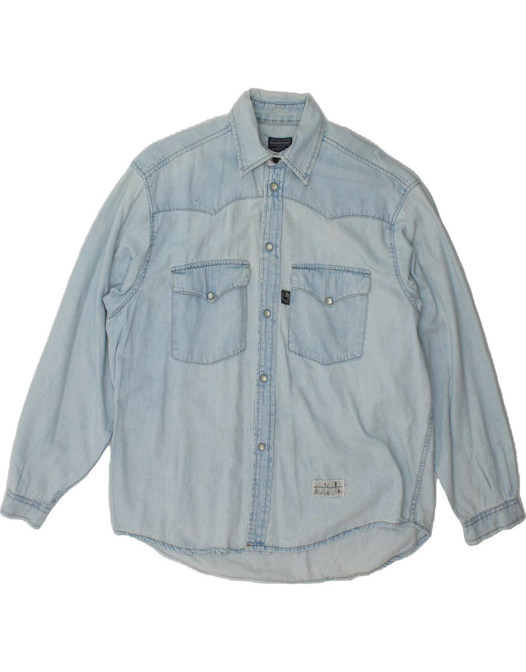 AMERICANINO Mens Denim Shirt Medium Blue Cotton Vintage Americanino and Second-Hand Americanino from Messina Hembry 