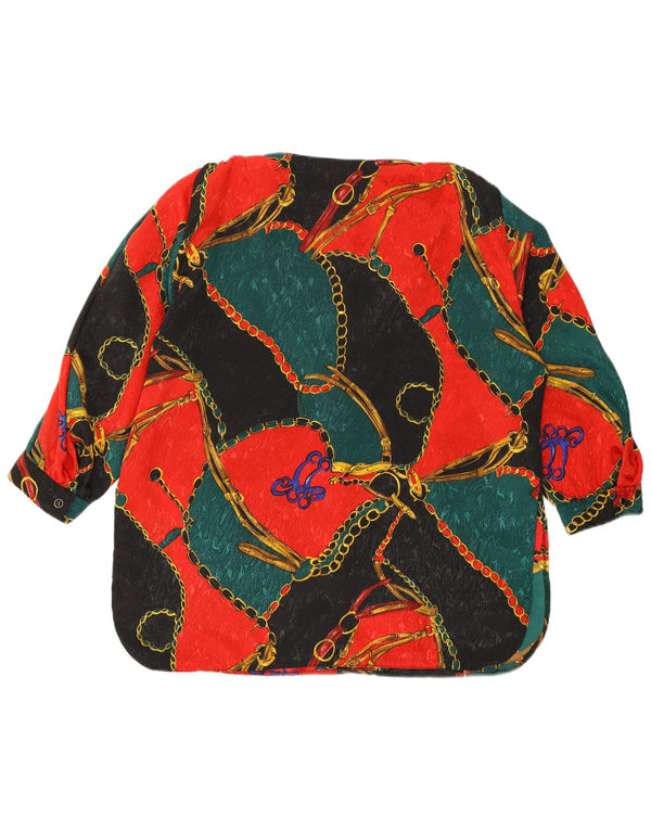 Bluză cămașă pentru femei VINTAGE cu model abstract, UK 18 XL, multicoloră
