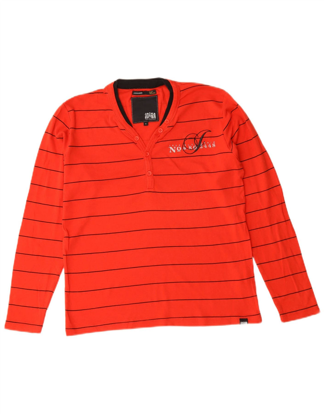 Jack & Jones Top pentru bărbați cu mânecă lungă din bumbac cu dungi roșii mici