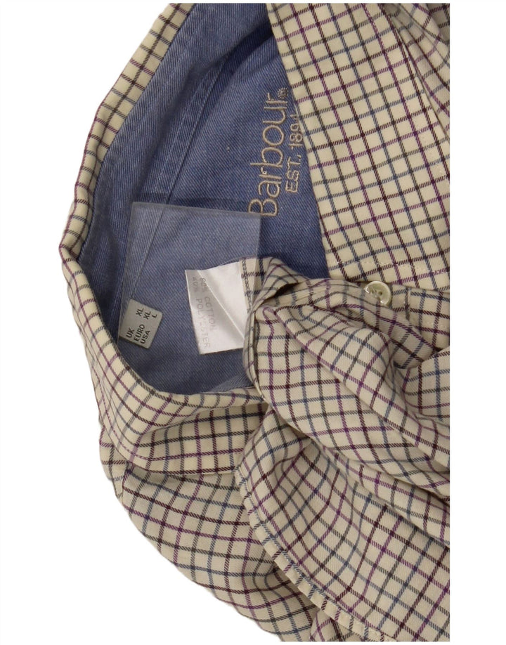 Cămașă pentru bărbați Barbour XL din bumbac cu carouri alb