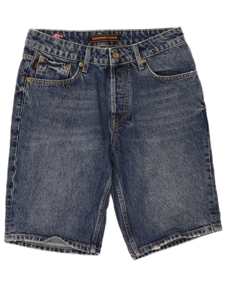 Pantaloni scurți din blugi pentru femei SUPERDRY W28, bumbac albastru mediu