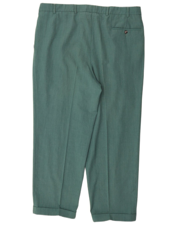 Pantaloni de costum vintage pentru bărbați IT 54 2XL W38 L30 Poliester verde