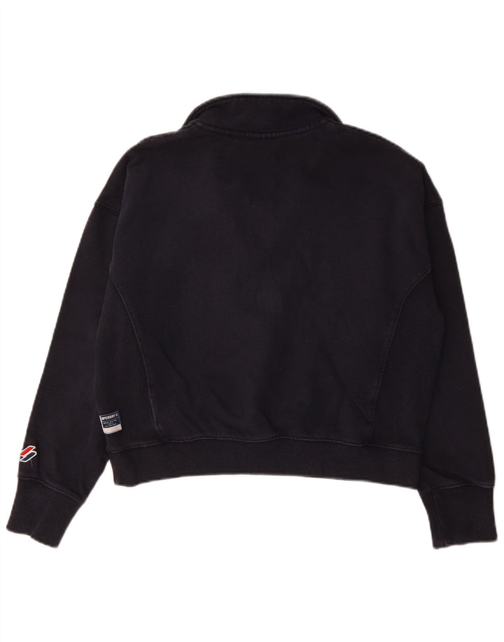 Pulover pentru femei Superdry Crop Zip Gât, UK 12 Medium Bleumarin