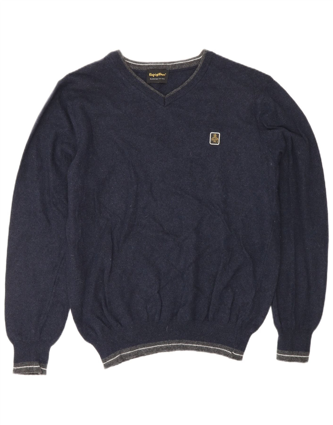 REFRIGWEAR Pulover cu decolteu în V pentru femei UK 16 mare, lână bleumarin