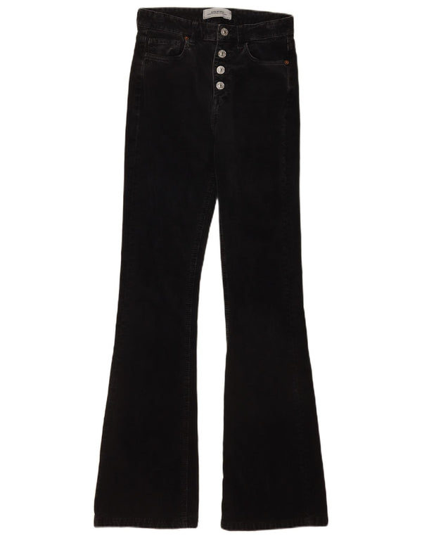 Pantaloni din velur evazat pentru femei Zara EU 34 2XS L24 L31 Negri