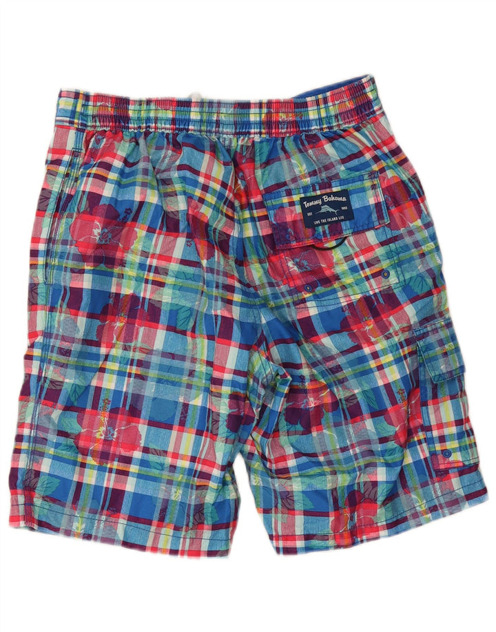 Pantaloni scurți de înot Tommy Bahama pentru bărbați, carouri mici, albastre