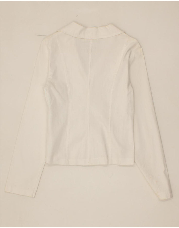 VINTAGE Womens Crop 4 Button Blazer Jacket UK 10 Small White Vintage Vintage and Second-Hand Vintage from Messina Hembry 
