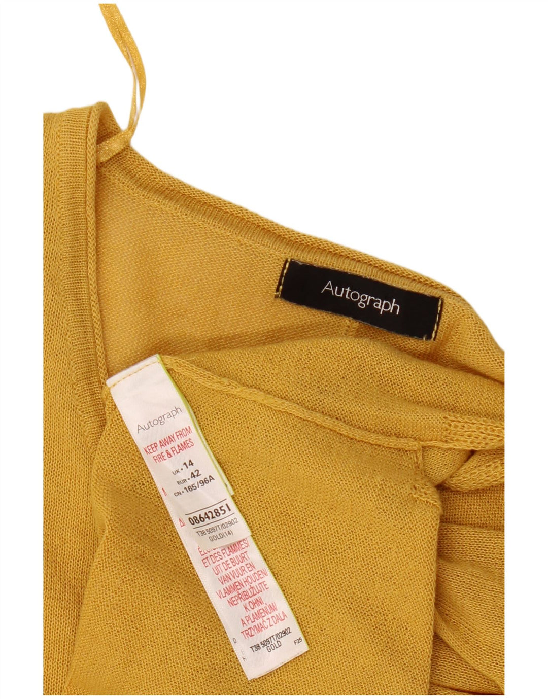 Bluză supradimensionată pentru femei Marks & Spencer Autograph Crop Top UK 14 Large Gold