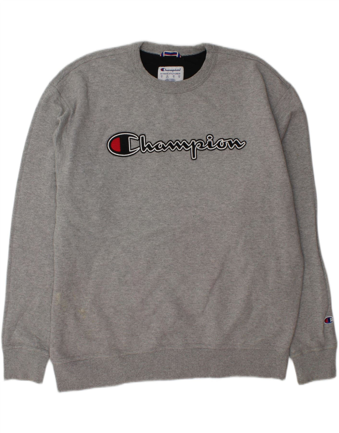 CHAMPION Mens Graphic Sweatshirt Jumper XL Grey Cotton Vintage Champion and Second-Hand Champion from Messina Hembry 