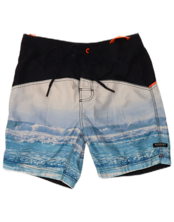 Pantaloni scurți de înot Superdry Graphic Regular pentru bărbați Mic, albastru, poliester